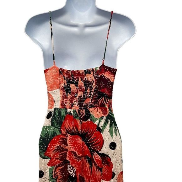 Farm Rio Eyelet Riviera Eyelet Maxi Dress Natural Motif Floral Anthropologie - Picture 9 of 16